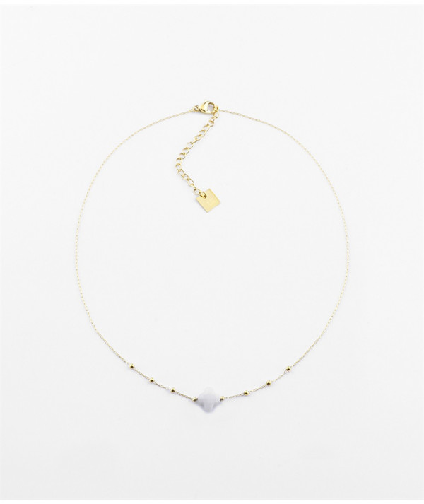 collier ZAG acier doré avec une pierre naturele Amazonite. lapis , onix