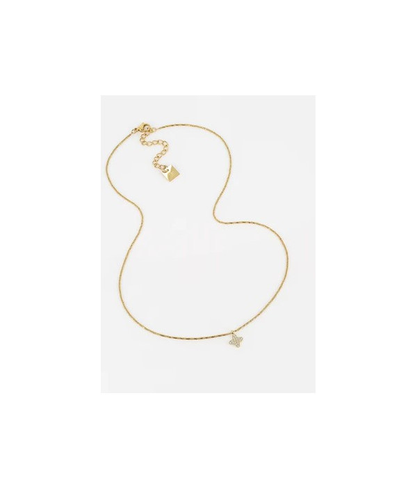 Collier chaîne brillante en acier uni ou doré à l'or fin sur lequel est attaché un pendentif fleur stylisé serti de zirconiums.