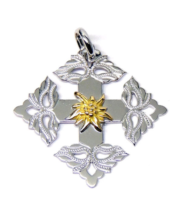 croix-Megève-Edelweiss-bicolore-750 de 3.5cm JOLY-POTTUZ