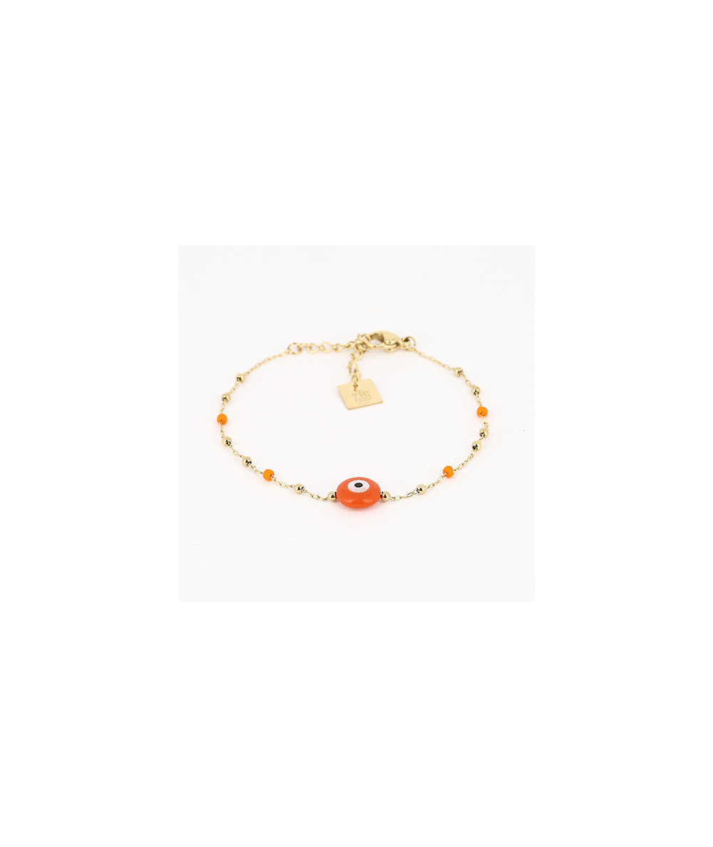bracelet zag acier doré avec motif de couleur et un petit oeuil joly-pottuz Megève