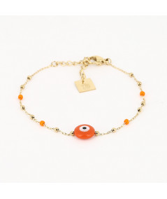 bracelet zag acier doré avec motif de couleur et un petit oeuil joly-pottuz Megève