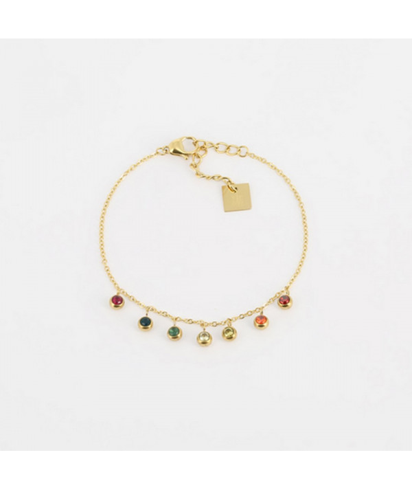 bracelet ZAG Aum en acier doré cristal multicolor