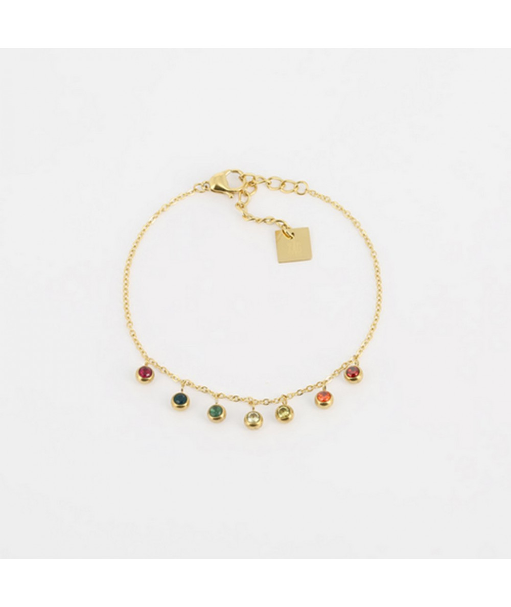 bracelet ZAG Aum en acier doré cristal multicolor