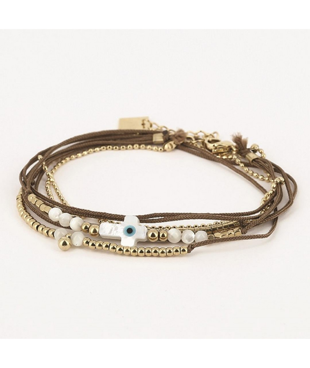 bracelet multi pierres naturelles avec cordon ajustable ZAG