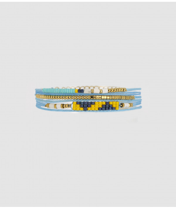 Bracelets multi rangs perles et perles multi color