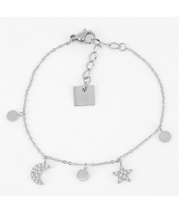 bracelet acier lune éoile et pastilles ZAG