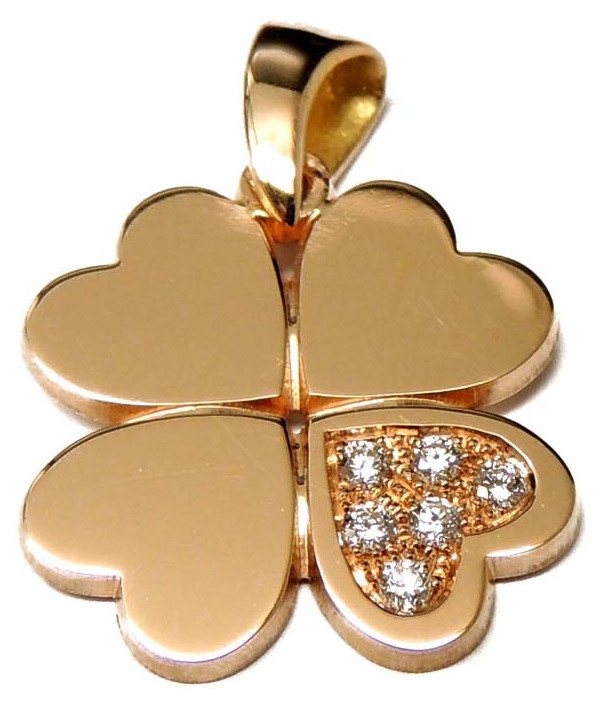 trèfle en or rose 750 et diamants JOLY-POTTUZ Bijoutier Megève