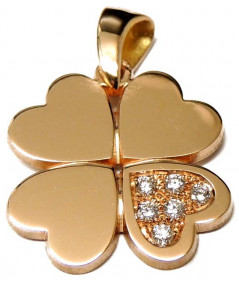 trèfle en or rose 750 et diamants JOLY-POTTUZ Bijoutier Megève