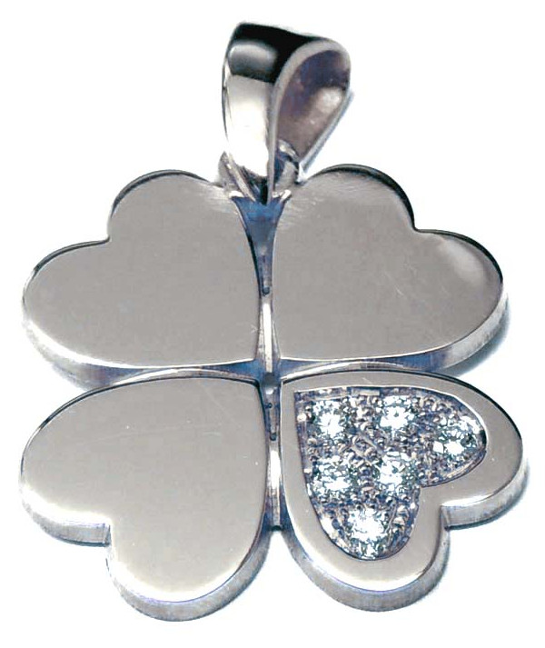 trèfle en or blanc 750 et  diamants JOLY-POTTUZ Bijoutier Megève