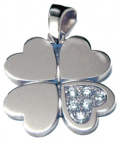 trèfle en or blanc 750 et  diamants JOLY-POTTUZ Bijoutier Megève