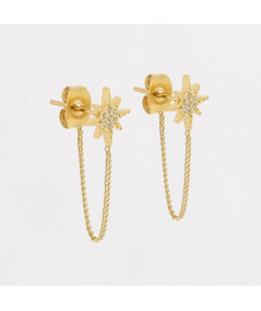 Boucles d’oreilles en acier 316L inoxydable et hypoallergénique. La version dorée est plaquée à l’or fin par ionisation