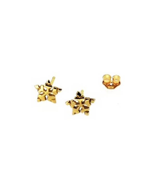 boucles d'oreilles cristal de neige or jaune 750