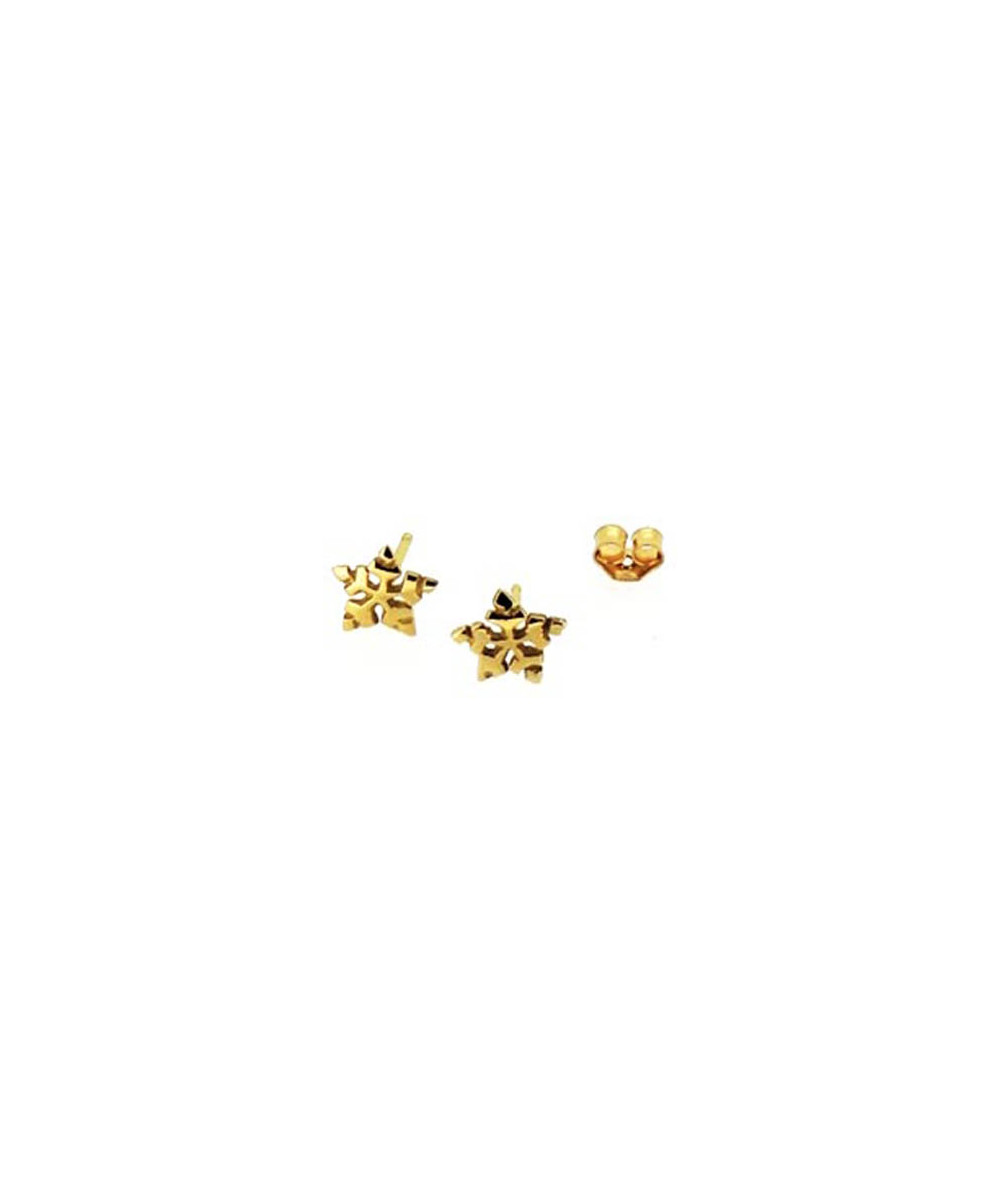 boucles d'oreilles cristal de neige or jaune 750