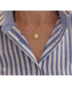 Pendentif serti d'un étincelant Diamant  serti au coeur de l'édelweiss