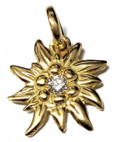 Pendentif serti d'un étincelant Diamant  serti au coeur de l'édelweiss