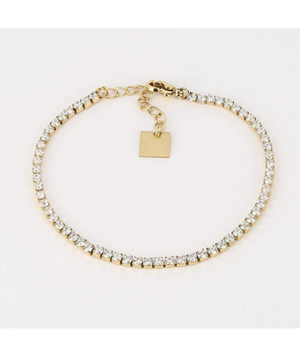 bracelet acier  doré avec zirconium ZAG  modèle Tennis