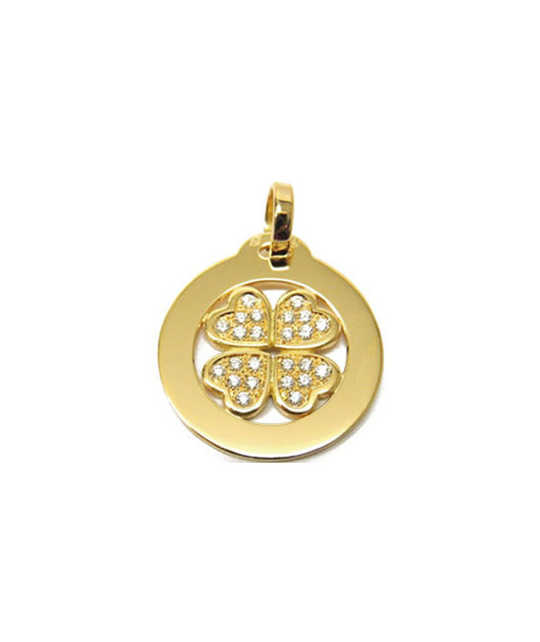 Pendentif or et diamants trèfle à 4 feuilles bijouterie Megève france