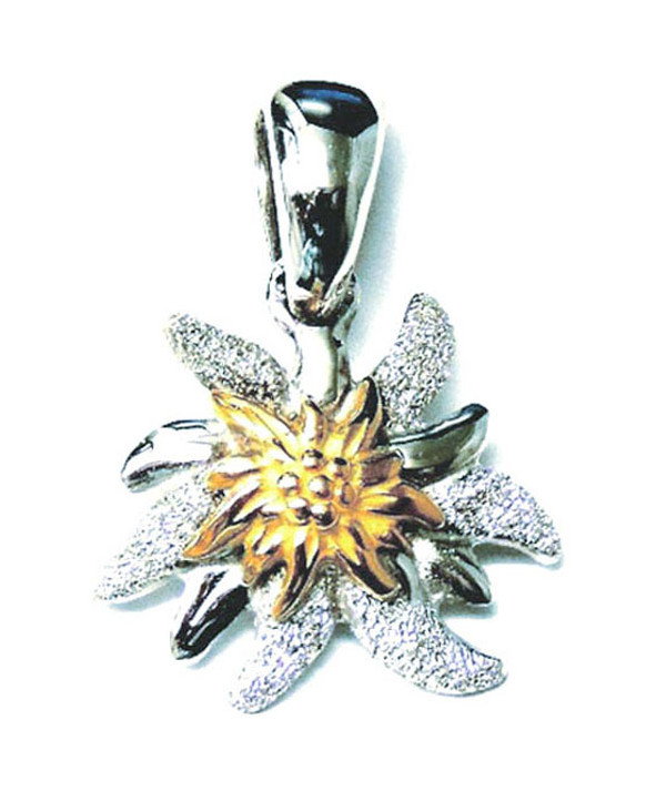 pendentif edelweiss double en or 750 joly-pottuz bijoutier Megève