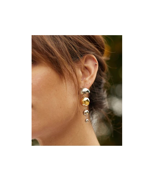 boucles d'oreilles Mystique bi color acier doré  marque ZAG