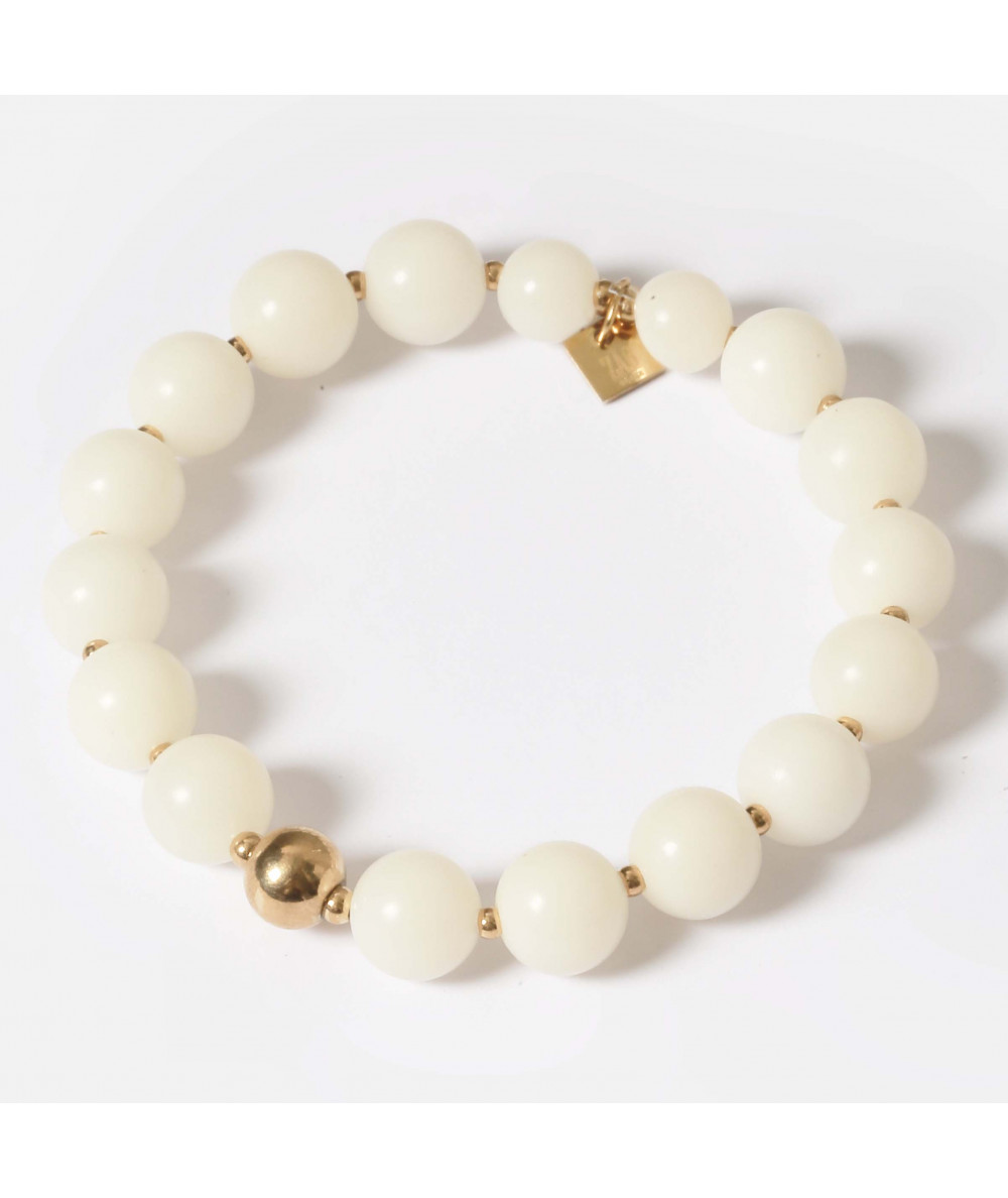 Bracelet Zag Maha en perles de Bodhi et perles dorées joly-Pottuz //Megève