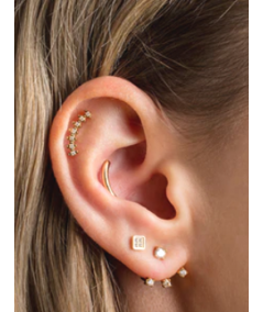 boucles d'oreille Piercing a l'unité en acier doré zirconium Zag