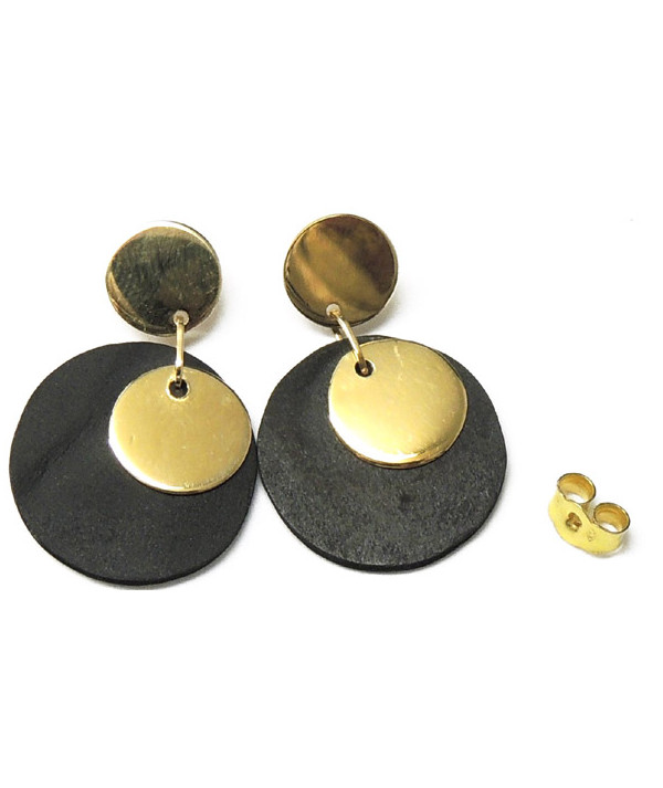 Boucles d'oreilles mini Ardoise et Cercle en Or 750
