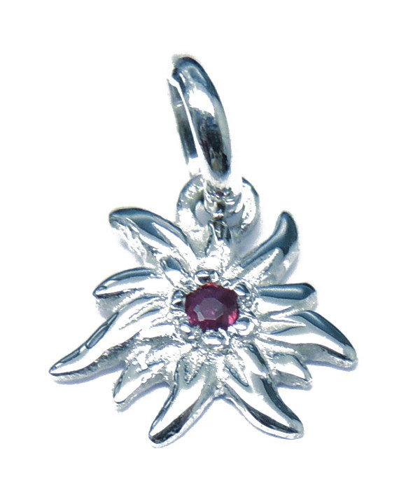 Edelweiss en or blanc avec un rubis