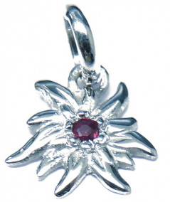 Edelweiss en or blanc avec un rubis