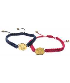 Bracelet tressé avec motif marmotte en or jaune