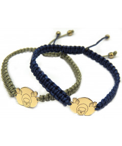 Bracelet tressé avec motif marmotte en or jaune