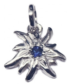 Edelweiss en or blanc avec un saphir bleu
