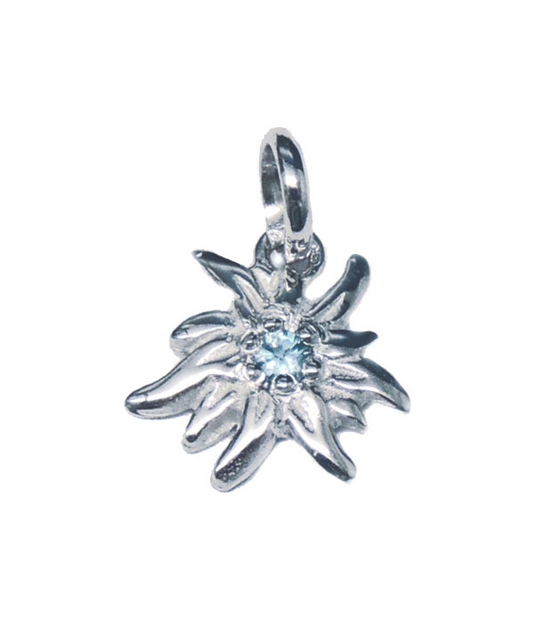 Edelweiss en or blanc avec une topaze bleue