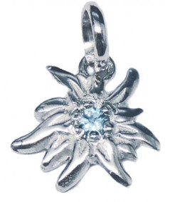 Edelweiss en or blanc avec une topaze bleue