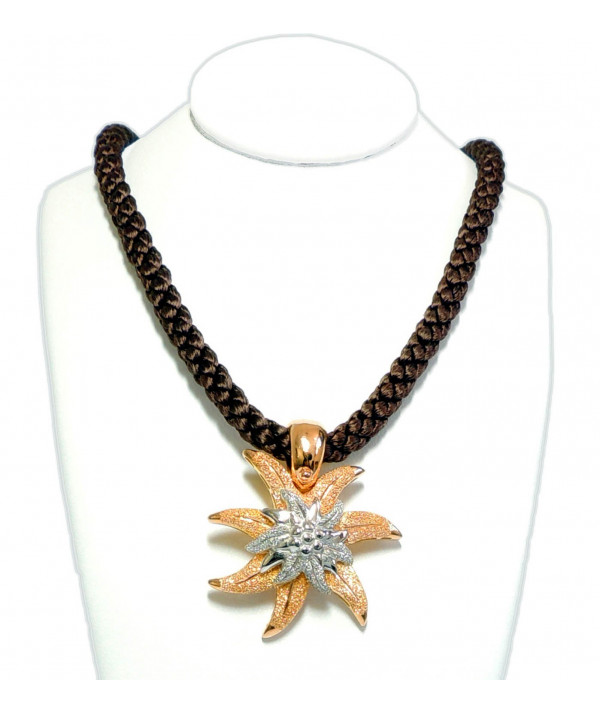 Pendentif en or 750 bi color motif Edelweiss Joly-Pottuz Megève