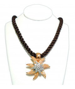 Pendentif en or 750 bi color motif Edelweiss Joly-Pottuz Megève