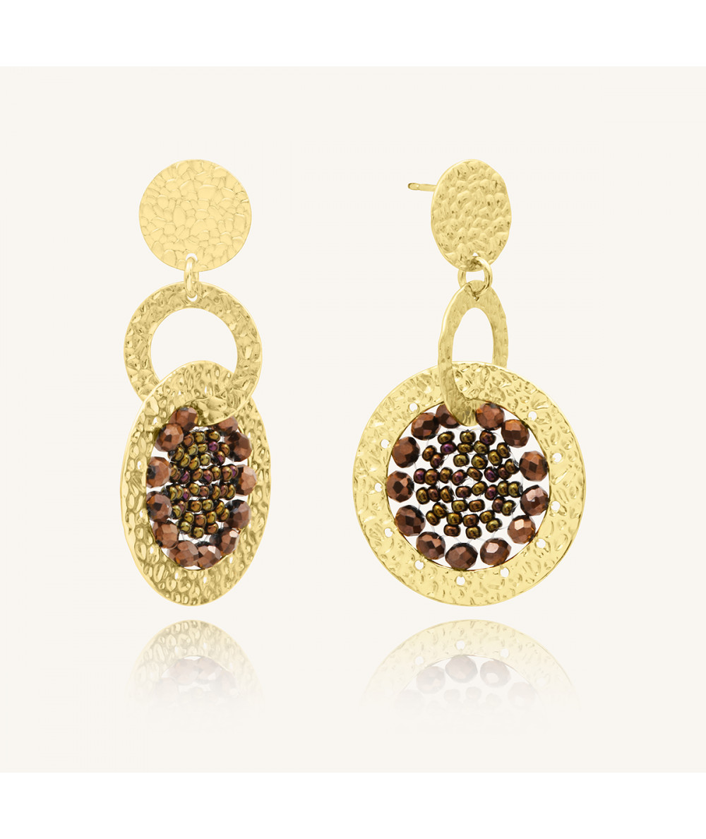 Boucles d'oreille Isabella  avec perles et cristaux colorés