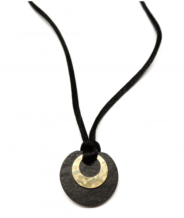Pendentif  ardoise avec un motif lune en or 750