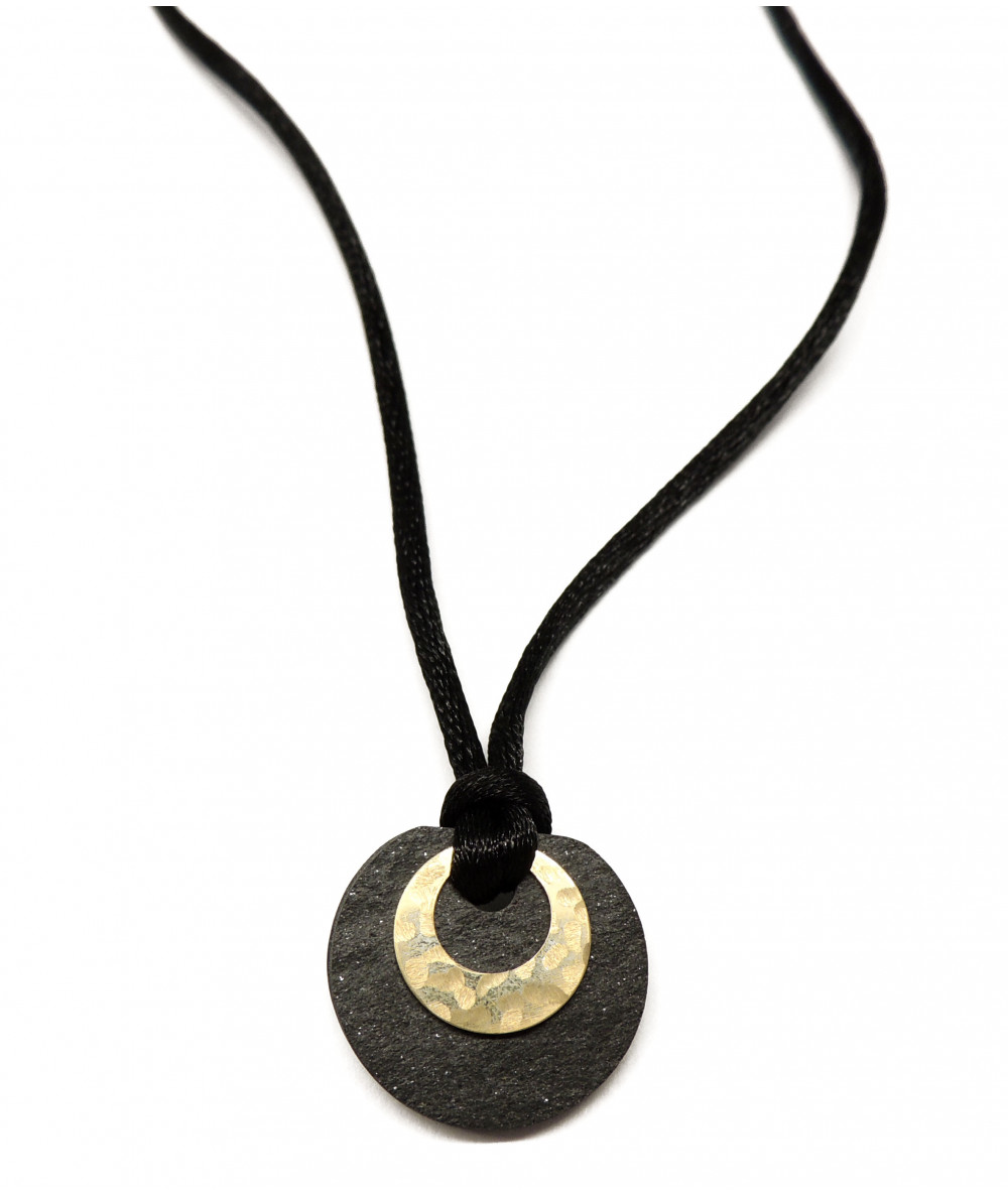 Pendentif  ardoise avec un motif lune en or 750