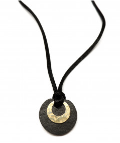 Pendentif  ardoise avec un motif lune en or 750
