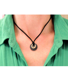 Pendentif  ardoise avec un motif lune en or 750