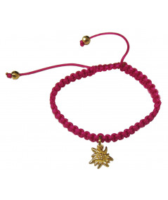 Bracelet avec un mini  Edelweiss en Or sur cordon tressé //Joly-pottuz Megève//