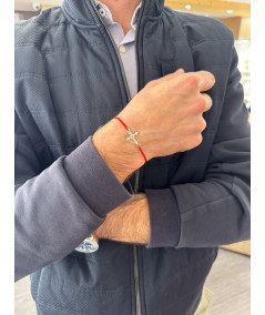 Bracelet croix de Savoie or blanc pour homme