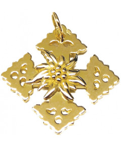 Croix de Mgève en or  avec une edelweiss  en relièf //Joly-Pottuz Megève//