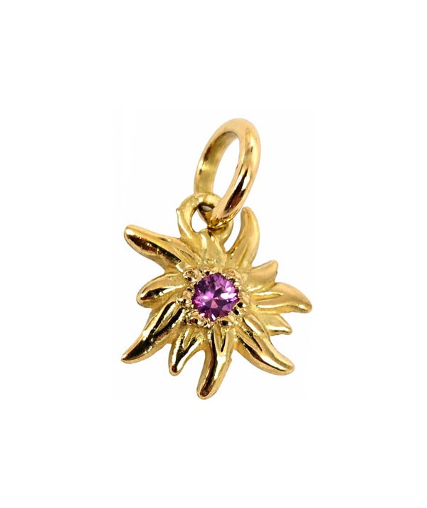 PENDENTIF EDELWEISS SAPHIR ROSE