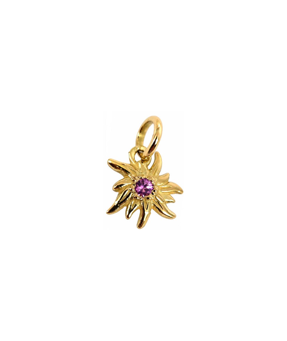 PENDENTIF EDELWEISS SAPHIR ROSE