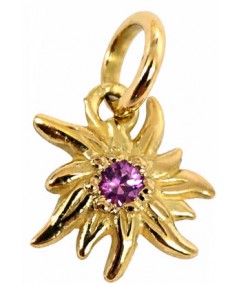 PENDENTIF EDELWEISS SAPHIR ROSE