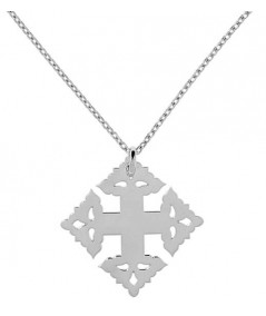 Croix de Megève lisse or blanc 750 sur chaine vendue  en accessoire