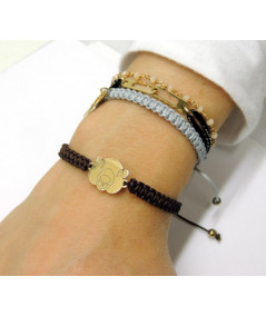 Bracelet tressé avec motif marmotte en or jaune ou blanc 750/000 Joly-Pottuz//Megève//