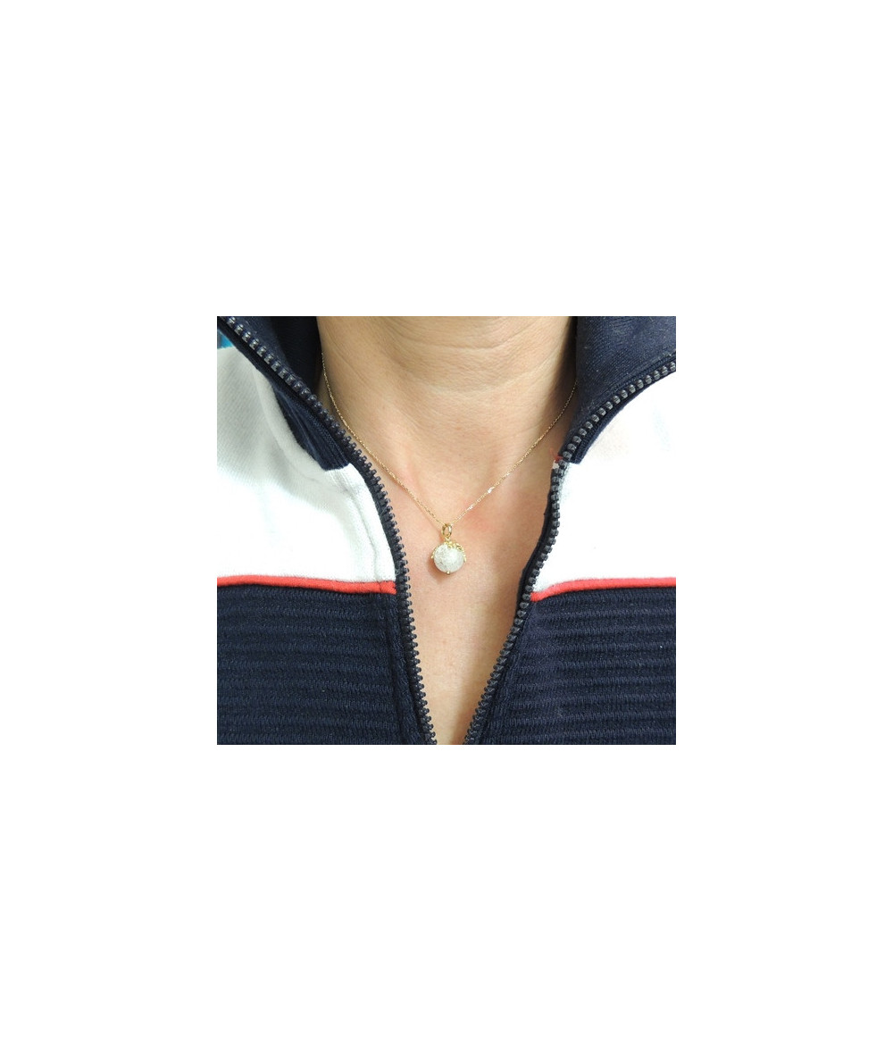 PENDENTIF BOULE DE NEIGE EN CRISTAL  FLOCONS OR JAUNE