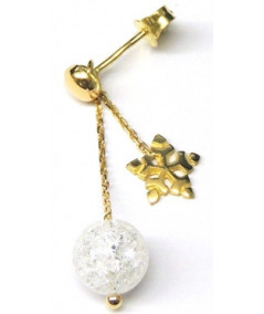 Boucles d'oreilles pendantes avec flocons et cristal en or 750